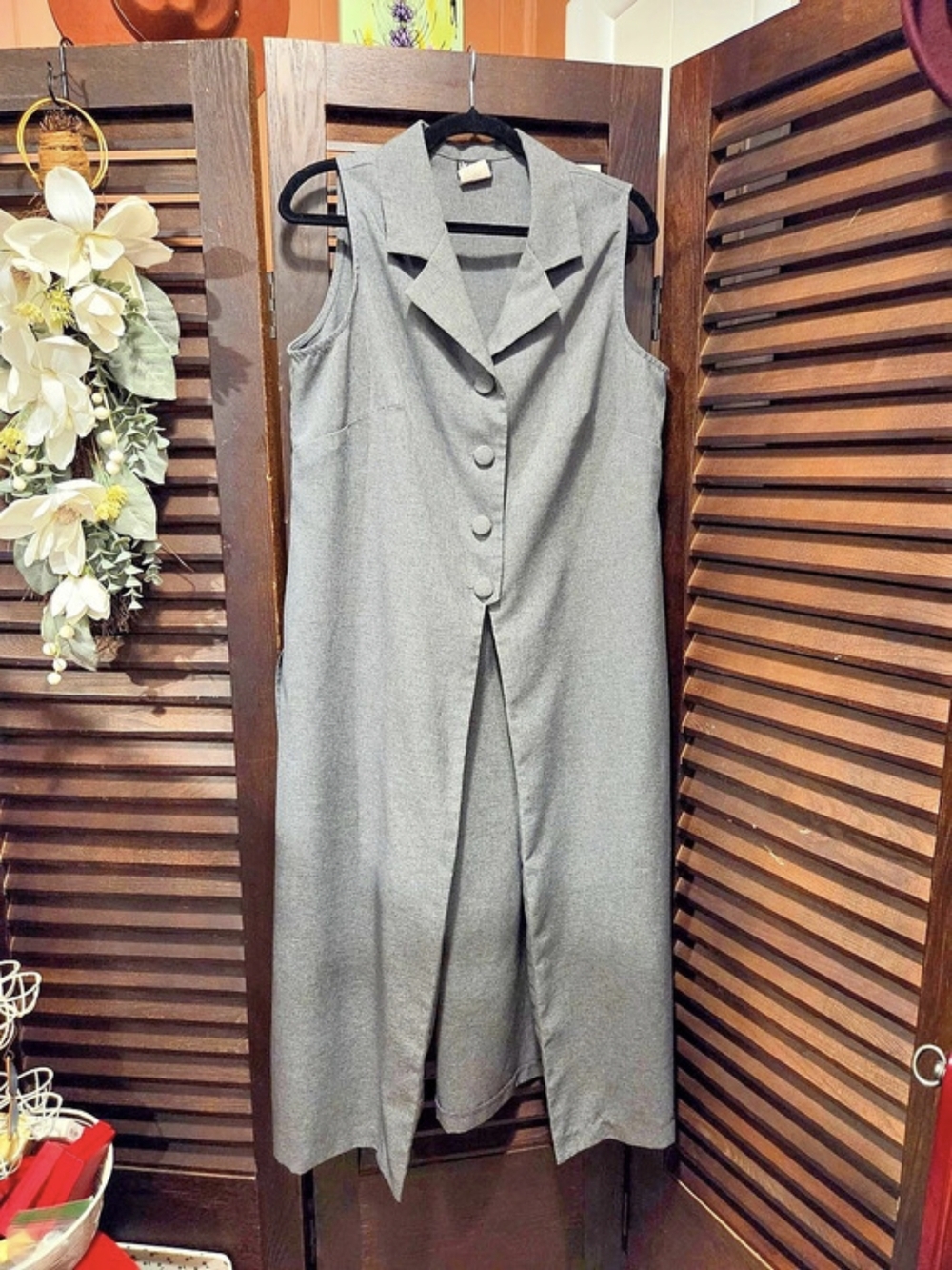 Vintage Helene Blake Gray Tailored Duster Size 16 Like New